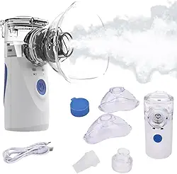 Inalador e Nebulizador Portátil - Aparelho Mini de Inalação Silencioso e Ultrassônico Compacto com Funcionamento via USB (Bivolt 110v/220v) ou a Pilha (AA) Indicado para Crianças Adultos e Idosos - Linha Premium
