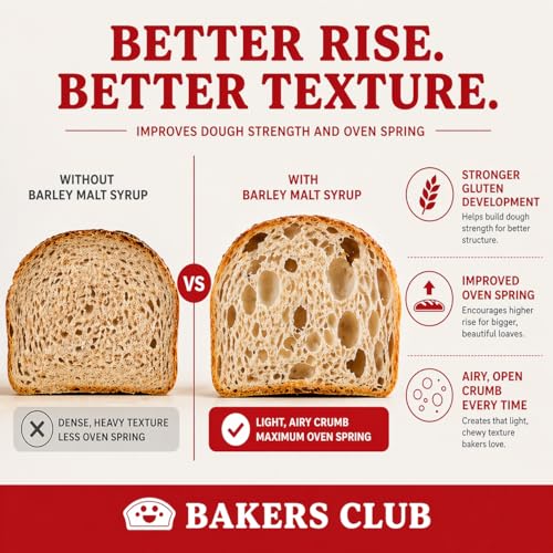 Image of Bakers Club Barley Malt Syrup 16oz - Authentic Malty Flavor for Bagels, Pretzels, Bread & Baked Goods - Enhances Crust, Color & Sweetness - Non-GMO, Traditional Malted Barley Syrup - Made in USA