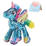 Athoinsu 13'' Blue Flip Sequin Unicorn Stuffed Animal Plush Toy with Reversible Glitter Sequins Sparkle Birthday Children's Day Christmas Valentine's Day Gifts for Kids Toddlers