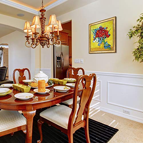 La Pastiche Poppies And Iris Collage Framed Hand Painted Original Artwork With Verona Gold Braid Frame #TOP3