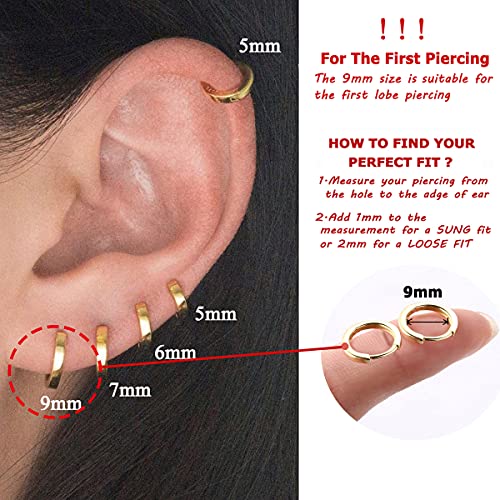 925 Sterling Silver Small Gold Hoop Earrings for Women Girls 14K Gold Huggie Earrings Tiny Hypoallergenic Cartilage Earrings Hoops2
