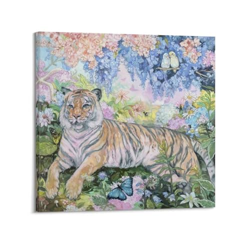 Tableau tigre 50x50 cm pour habiller un mur vide de chambre