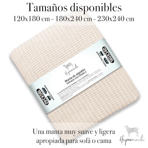 HIPERMANTA Manta Fina Muy Suave Cubresofa Multiusos. Colcha Multiusos Sofa. Plaid Sofa. Manta Calentita. Comoda Practica Suave Calida. Modelo Flam 180x240 cm Color Marfil - imagen 3