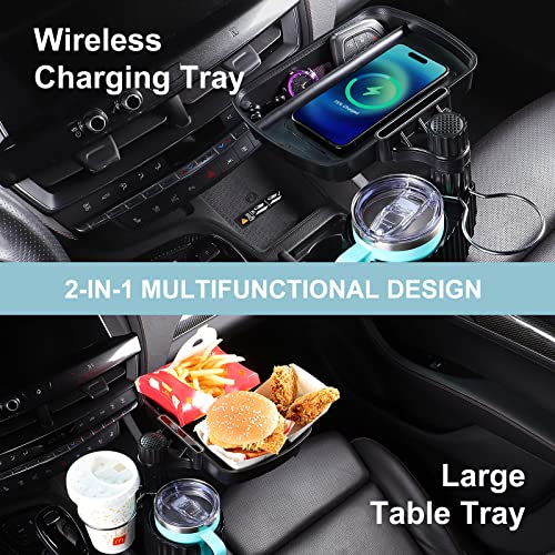 Ofy Car Cup Holder Expander With 15W Max Fast Wireless Charging Tray, All Purpose Dual Cup Holder Compatible With Yeti 20/26/30 Oz, Hydro Flasks 32/40 Oz, Camelbak 32/40 Oz And Large Bottles Mugs #TOP1