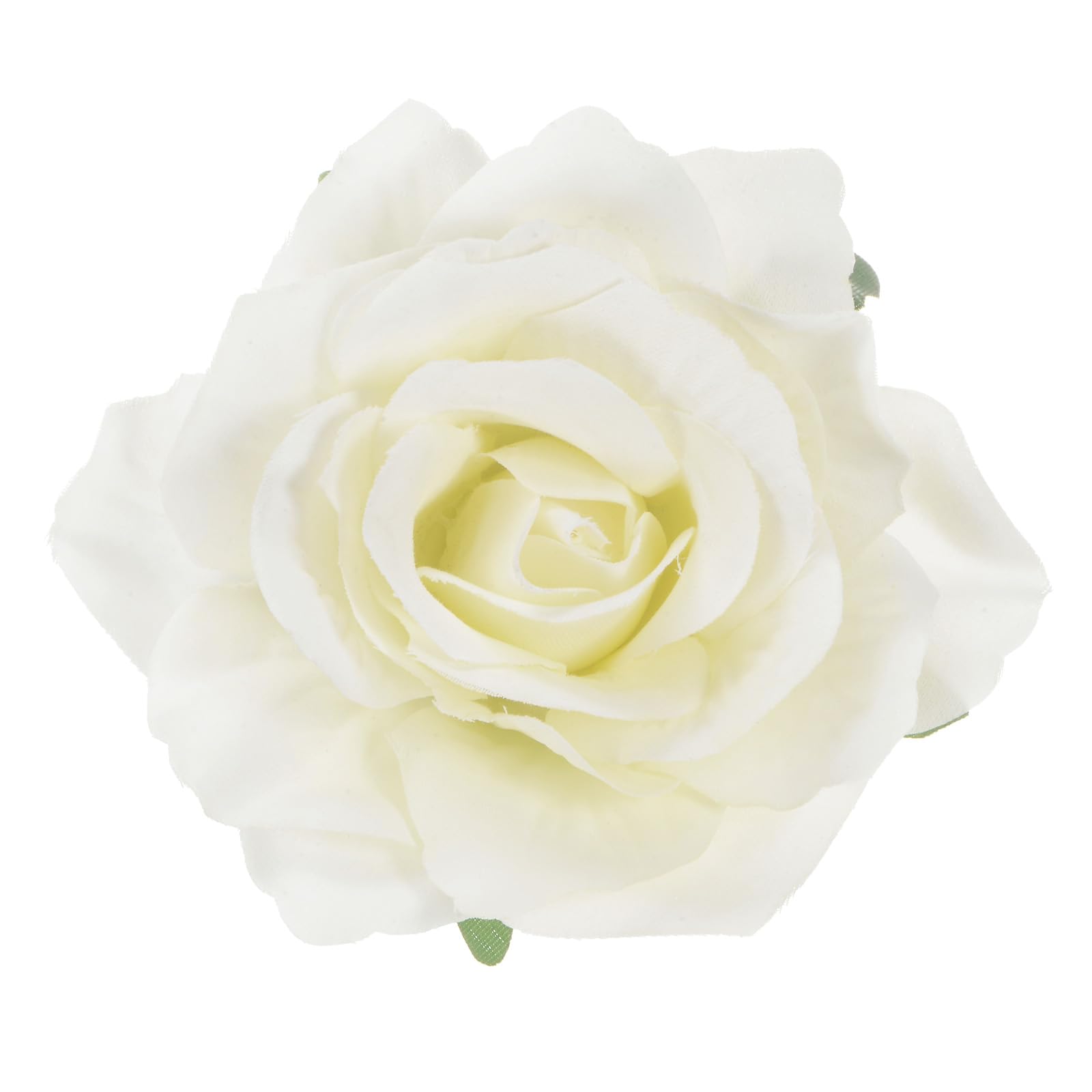 M METERXITY Rose Hair Clip, 4.33 Inch Flower Hairpin Fabric Floral Brooch for Bridal Wedding/Party/Women, 11cm, Beige White