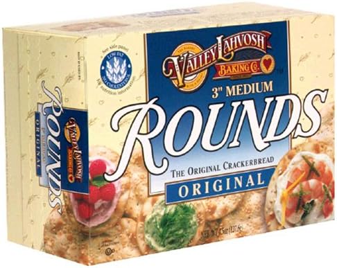 Valley Lahvosh Rounds Crackerbread, Original, 3-Inch Rounds, 4.5-Ounce Boxes (Pack of 12)
