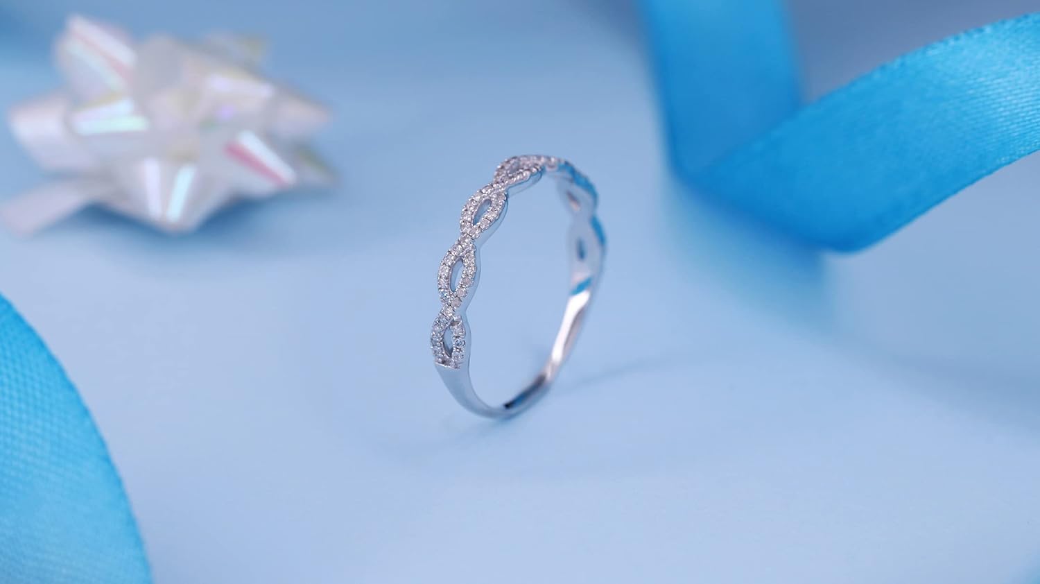 Dazzlingrock Collection 0.20 Ctw Natural Round White Diamond Infinity Crossover Swirl Wedding Band for Women in 10K Solid Gold