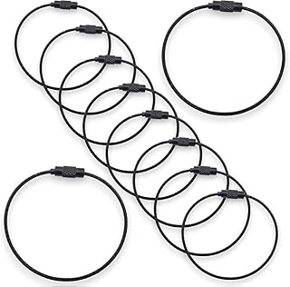 15cm Stainless Steel Keychain Cable- 360store.me Wire Diameter 1.5 mm Metal Key Ring Loop, Black Coated -15 Pieces