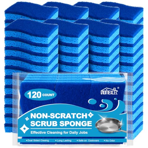 Image of HOMEXCEL Sponges Kitchen 120Pack, Non Scratch Scrub Dish Sponge for Dishes