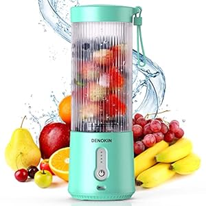 DENOKIN Draagbare blender 16 oz vat, draadloze persoonlijke grootte kleine blender voor shakes en smoothies met 6 messen voor keuken, thuis, reizen