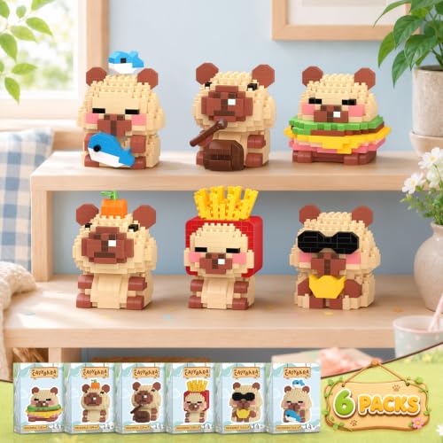 Image of HIGH GODO Capybara Party Favors Mini Building Set, 1202PCS Cute Capybara Animals Set for Goodie Bag Stuffers, Party Favors Birthday Easter Gift for Adult Teens 14+(Not Compatible with Major Brand)