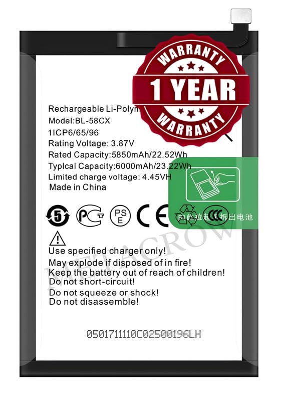 Image of Original BL-58CX Battery Compatible for Infinix Hot 10i X659 (PR652B, PR652C, X658B, X658E, X659B) - (4000mAh) - 1 Year Warranty JK1
