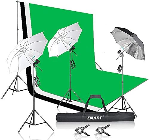 Emart Photo Studio Photography 1500W 5500K Umbrella Lighting Kit 7x10ft Background Support System with Muslin Backdrop Screen for Portrait and Video Shooting with Portable Carry Bag