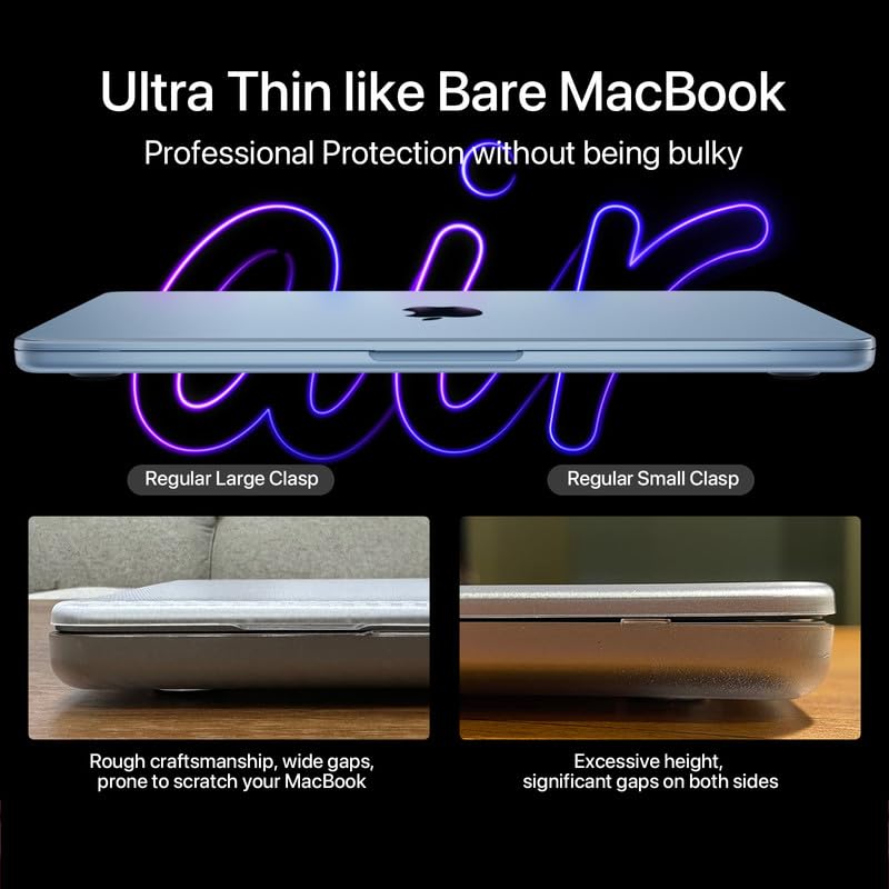 Image of Soonjet Matte Case for MacBook Air 13 /13.6-inch (M4 /M3 /M2, 2022-2025 Models A3240 A3113 A2681), Lightweight | Scratch & Fingerprint Resistant | Closes Seamlessly | Ideal for Work, Travel & Study