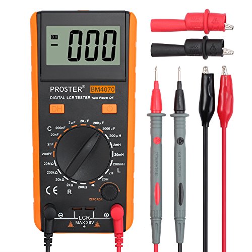 Proster LCR Meter Digital Capacitance Inductance Resistance Tester with Battery Crocodile Clip Bag LCR Tester Measuring Meter