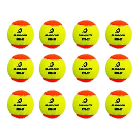 GRANDCOW Beach Tennis Ball 12/24 Packs Stage 2 Trainning Low Speed Balls (12) Cover