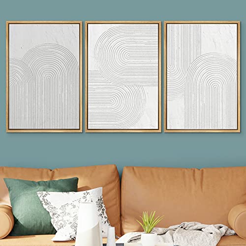 Signwin Framed Canvas Print Wall Art Set Geometric Duotone Futuristic Arches Shapes Abstract Illustrations Modern Art Decorative Nordic Calm/Zen For Living Room thumb #1