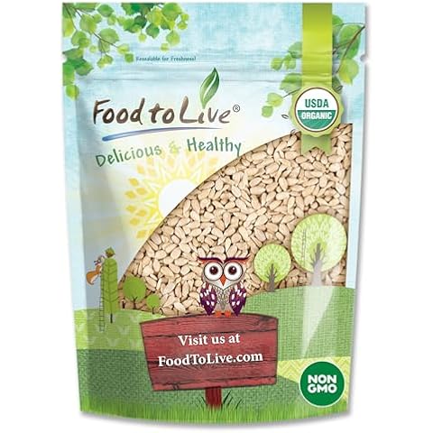 Food to Live - Organic Sunflower Seeds, 2 Pounds - Hulled, Raw, Non-GMO, Dried Kernels, Unsalted, Kosher, Vegan, Keto, Paleo, Sirtfood, Bulk Cover