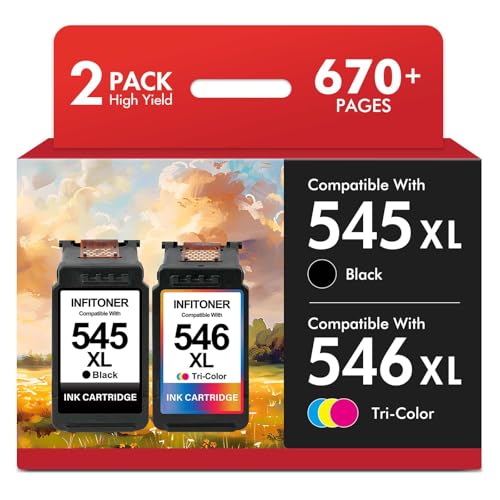 545 et 546 Cartouche Encre Compatible pour Canon 545-546 Cartouches d'encre PG-545 CL-546 XL pour Canon Pixma TS3550 TS3450 TS3350 TS3150 TS3451 TS3150...
