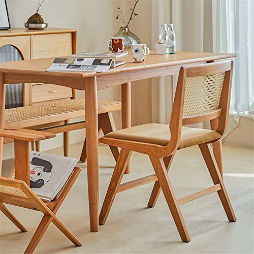 Niuyao Accent Chair Traditional Style Livingroom Armless Chair In Wooden With Rattan Upholstered Soft Comfortable For Living Room Dining Lounge Patio Balcony -Light Wood #TOP2