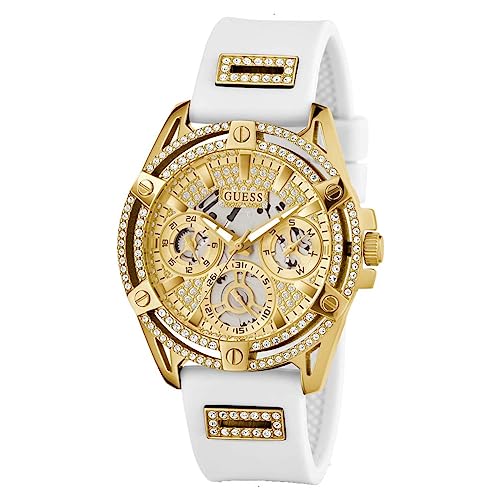 Guess Queen Montre Femme Multifonction Acier Doré Silicone Gw0536l2 - vue 6
