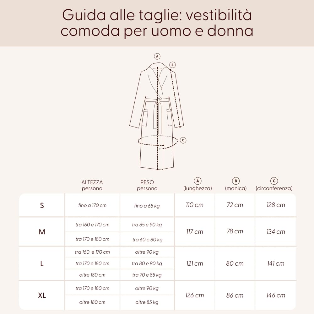 Dalfilo Accappatoio con Cappuccio, Accappatoio Uomo e Donna, in Spugna di Cotone, 470 gr/mq, per Sauna e SPA, Made in Italy, Soffice, Resistente ai Lavaggi, con Tasche Laterali e Cintura