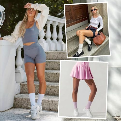 Image of HONGTEYA Slouchy Crew Socks For Women,Scrunch Cotton Cozy Workout Socks