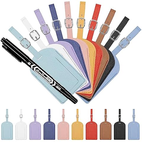 Swpeet 11Pcs Colourful Leather Luggage Tags Cover