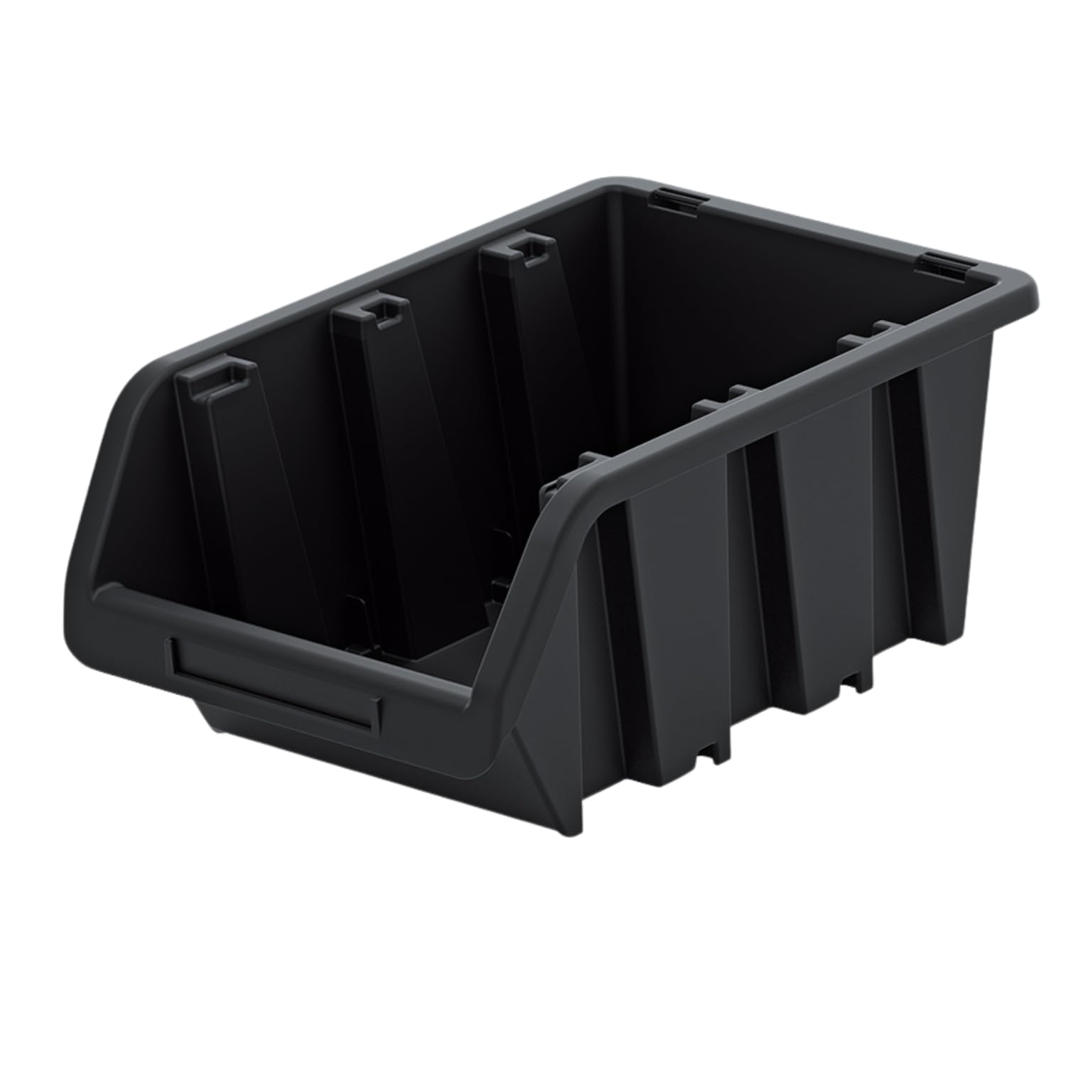 B2C Storage Bins Plastic Order Picking Parts Boxes Lid Scooped Front Stackable Wall Garage Workshop Tool Container (Without lid, M - 195x120x90mm)