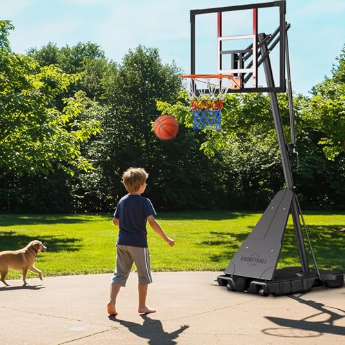 Image of Asbest Adjustable Basketball Hoop Outdoor 10FT with 44 /48 Inch Backboard, Portable Basketball Hoops & Goals Outdoor with Stepless Crank, for Youth Adults Kids