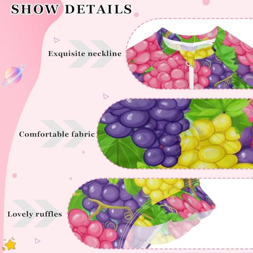 J JOYSAY Cartoon Grapes Leaves Aquamarine Girls One Piece Swimsuits Long Sleeve UPF 50+ Rash Guard Kids Swimwear 3-12 Years4