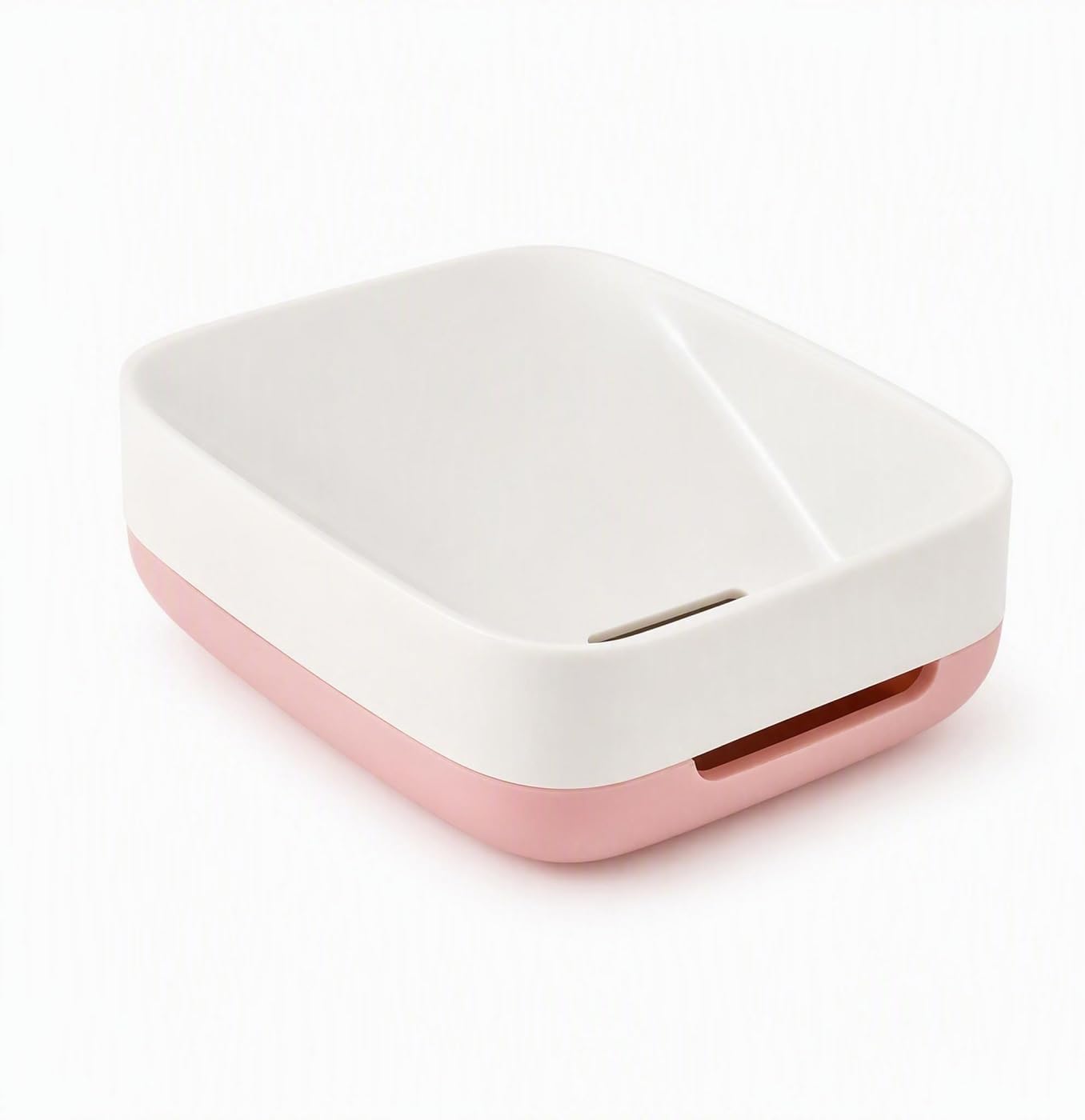 Sloped Soap Dish Draining Bar Holder Bathroom Minimalist Tray (Pink)