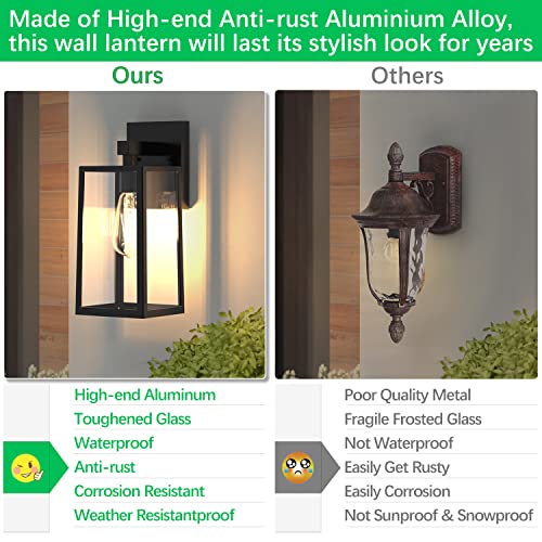 Maxvolador Outdoor Wall Lantern, Exterior Waterproof Wall Sconce Light Fixture, Matte Black Anti-Rust Wall Mount Light With Clear Glass Shade, E26 Socket Wall Lamp For Porch(Bulb Not Included) #TOP3
