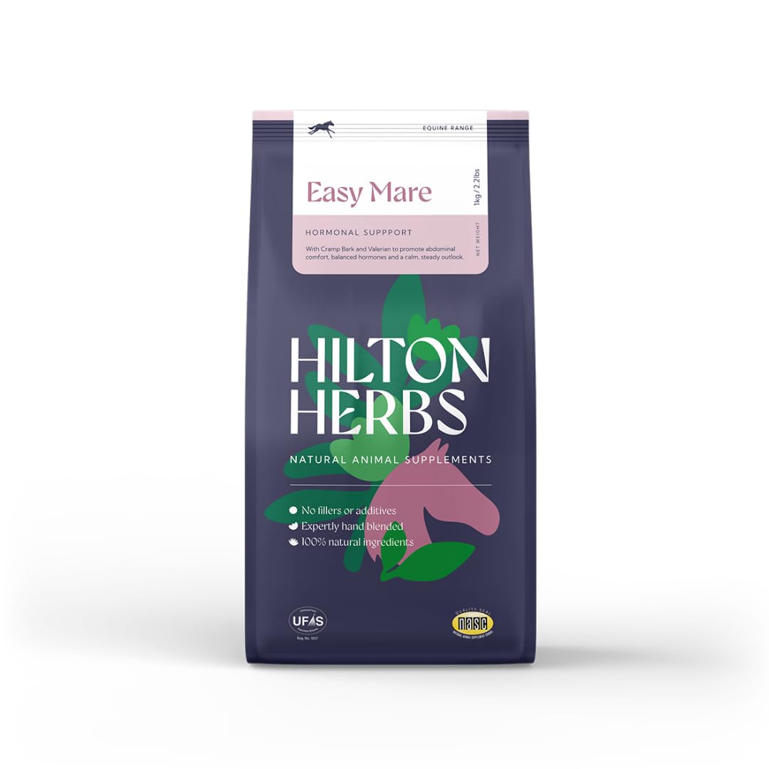 Easy Mare Hilton Herbs Natural Equine Supplement. 100% Natural Supplement. Hormonal Support for Mares During Their Seasons. Herbs for Horses with Valerian and Chaste Tree. Hormone-Free. 1kg