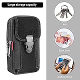 Gürteltasche Herren Multifunktionale Gürtel Handytasche Große Smartphone Tasche Handygürteltaschen Belt Bag Gürtel mit Karabiner Arbeit Taktische arbeitstasche Tasch für Wandern, Camping (Schwarz)