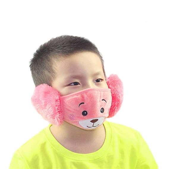 Kidbee Baby Boys & Baby Girls Face Mask with Plush Ear Muffs Covers (2-13 Years)