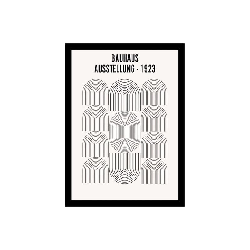 Image of BLINKART Vintage Bauhaus Retro Geometric Aesthetic Poster Gallery | Colorful Wrap Framed For Home Office Studio Living Room Modern Art Studio Decoration Abstract Shapes | (d83) | 13x10 Inch