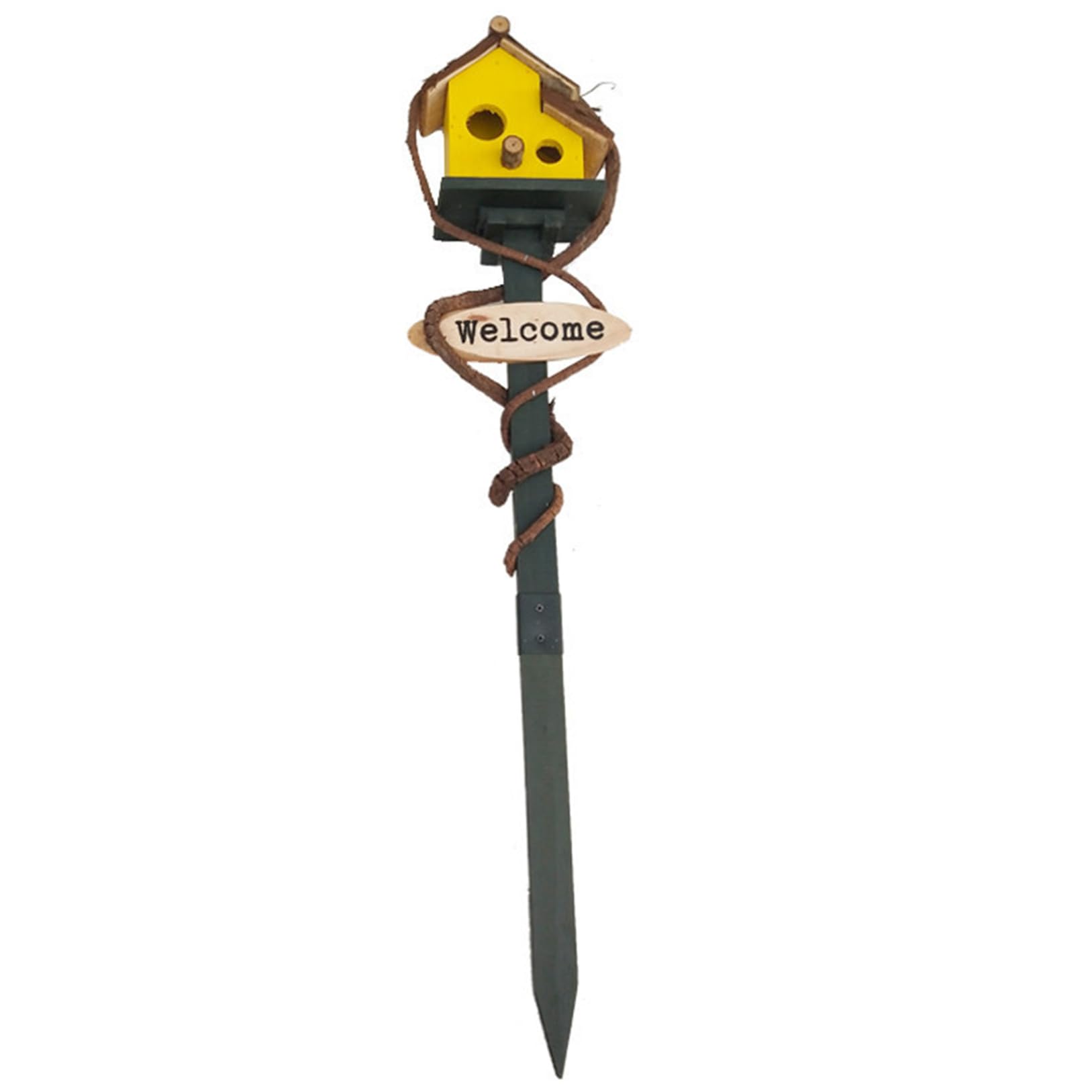 Bird Houses For Outside, Birdhouses for Outdoors with Pole, 27.6 inch Tall Wood Bird House, Cottage Birdhouse Stand, Decorative House Garden Stake for Lawn Yard Yellow for Daily Use