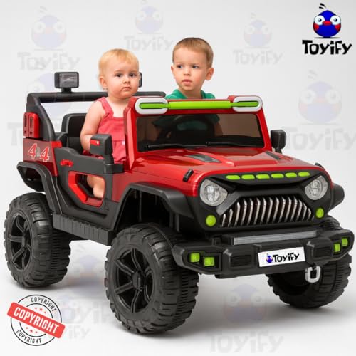 Image of Toyify Battery Operated Jeep for Kids, Ride on Toy Kid Car with RGB Windshield Light & Music | Electric Jeep Battery Car | Baby Big Cars for Kids to Drive 3 to 8 Years (Red)