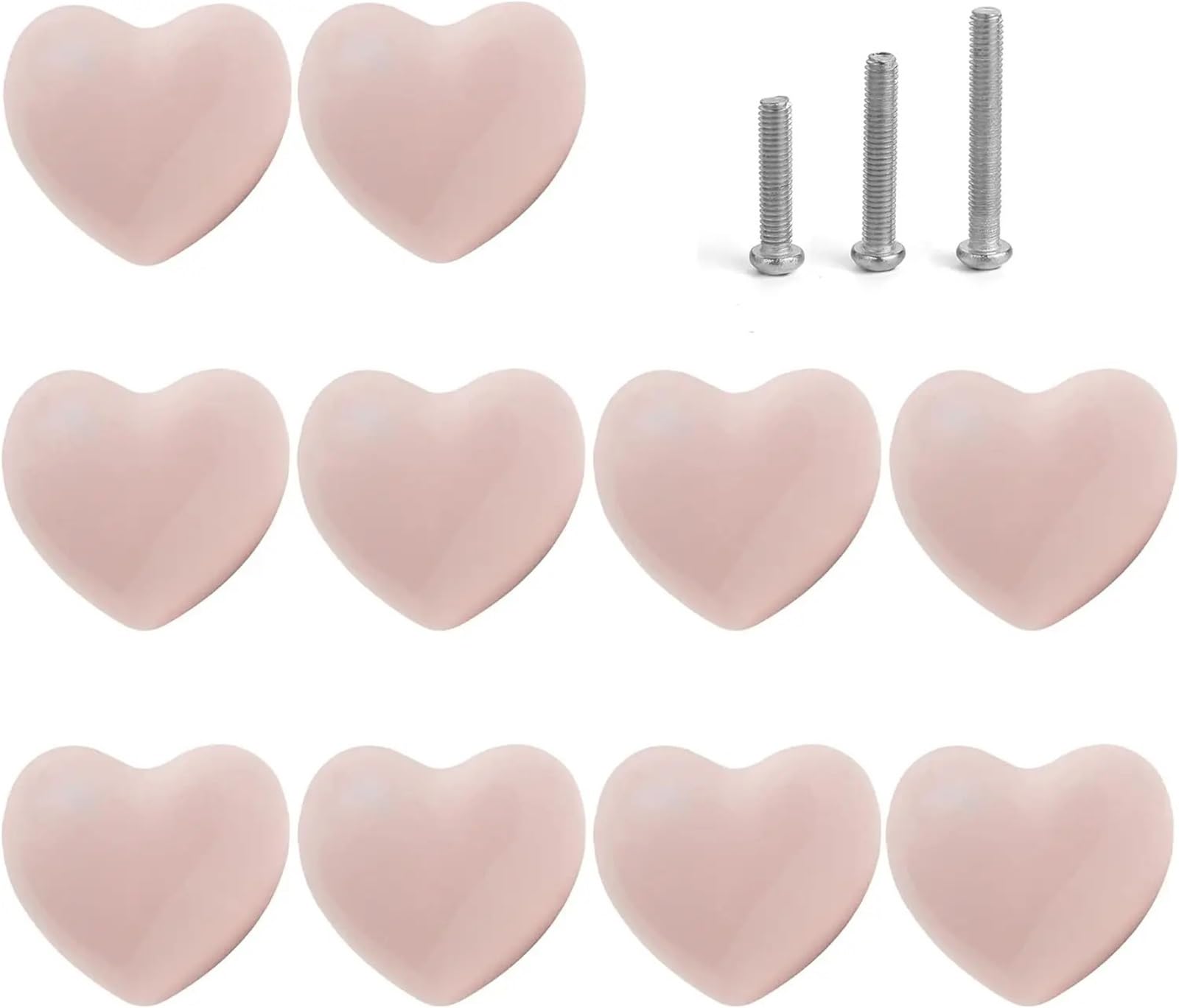 Wlihdb Pink 5Pairs Ceramic Drawer Knobs Heart Shape Cabinet Dresser Pulls Handles With Screws, Kitchen Furniture For Closet Cupboard For Chest Of Drawer