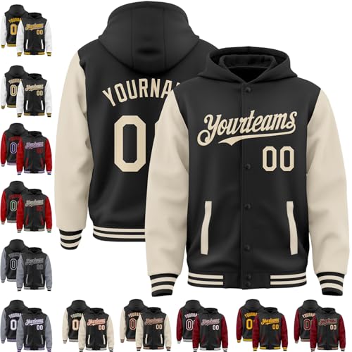 Custom Varsity Hoodie Jackets Cotton Blend Letterman Baseball Leather & Polyester Sleeve Jacket Full Snap Coats