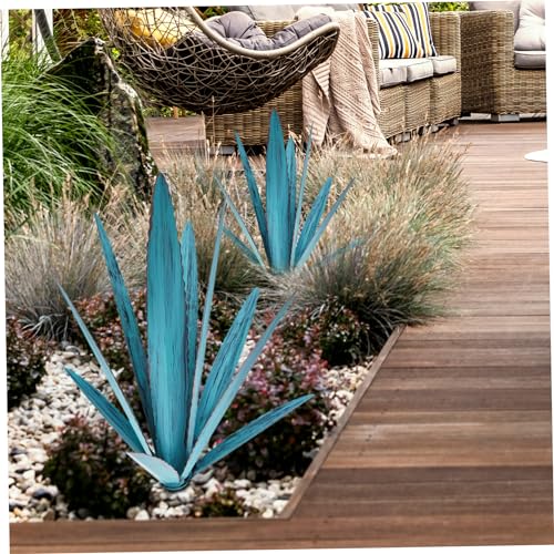 Plants d'agave en métal bleu : décor extérieur de jardin et yard - 8