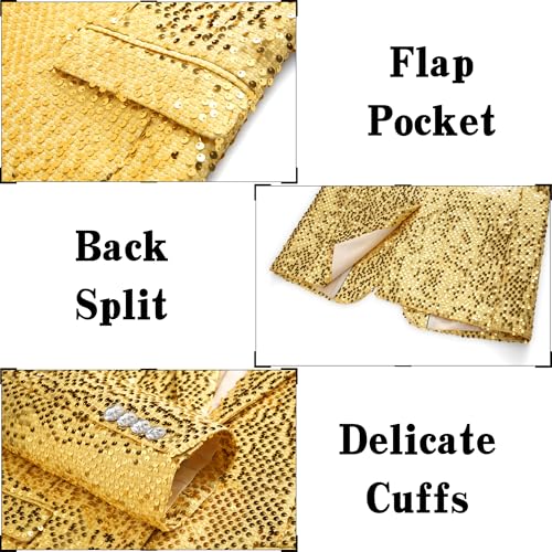 Men's Shiny Sequins Suit 2 Piece Set - Glitter Sparkle One Button Tuxedo Blazer & Pants for Wedding, Party, Prom4