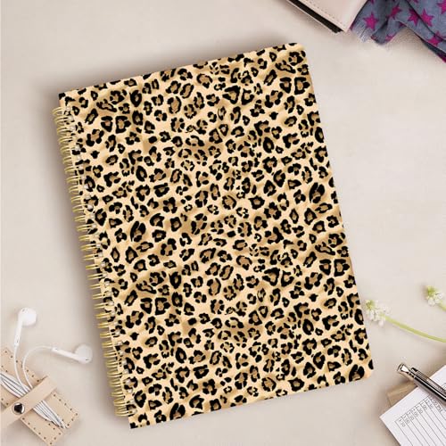 Image of Cute Spiral Notebook 8.5 x 11 Graph Paper Journal A4, Leopard | 70 page, Note Book with Pocket, Large, Big, Hard Cover, Aesthetic, Pretty Design, for Women, Girls, Kawaii