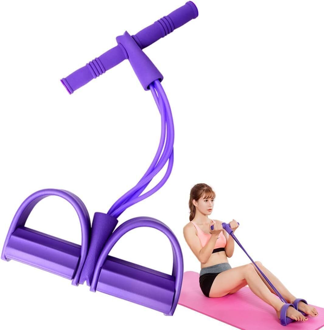 HACKERX 4 Tubes Elastic Sit Up Pull Rope with Foot Pedal Resistance Tube (Multicolor)-image-42