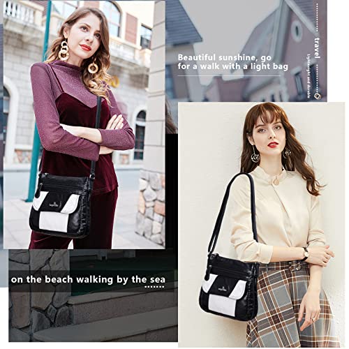 Image of Angelkiss Small Womens Crossbody Bag Leather Shoulder Purse for Women Hobo Bag with Adjustable Shoulder Strap