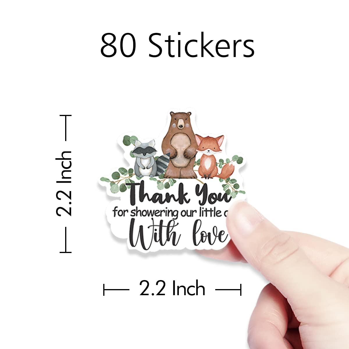 Cute Woodland Creature Shower Thank You Stickers Labels,Forest Woodland Animals Sticker for Woodland Creatures Theme Shower Birthday Party Favor Label Decorations(10 in,80 Labels)
