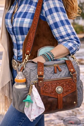 Image of CHALLENGER Western Floral Tooled Leather Replacement Shoulder Purse Guitar Cross Body Strap 115RS-Straps