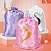 6PCS Satin Storage Pouches with Drawstring - Silk Hair Organizers for Multiple Extensions, Bundles & Supplies - Home and Salon Use (White)