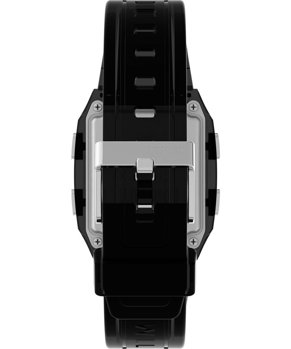 Timex Męski cyfrowy zegarek kwarcowy z plastikowym paskiem TW2W96500, Czarny, pasek
